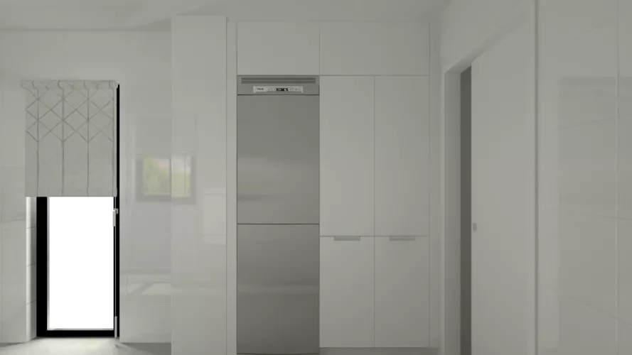 Aravaca | Cocina Santos | Modelo Line L Blanco Seda | Encimera Granito Negro