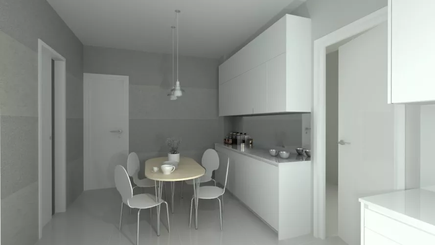 Aravaca | Cocina Santos | Modelo Line E Blanco  | Encimera Granito 