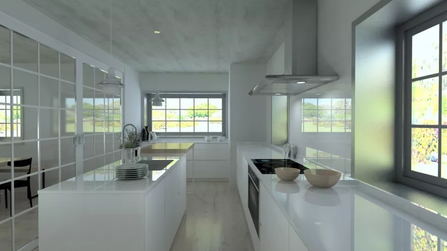 Aravaca | Cocina Santos | Modelo Line Laminado Blanco | Encimera Silestone Blanco 