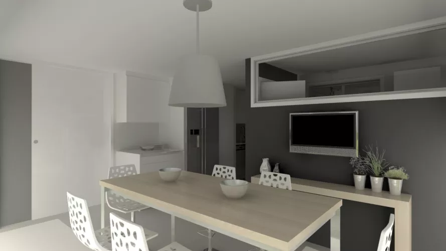 Aravaca | Cocina Santos | Modelo Line L Blanco Seda | Encimera Silestone Blanco