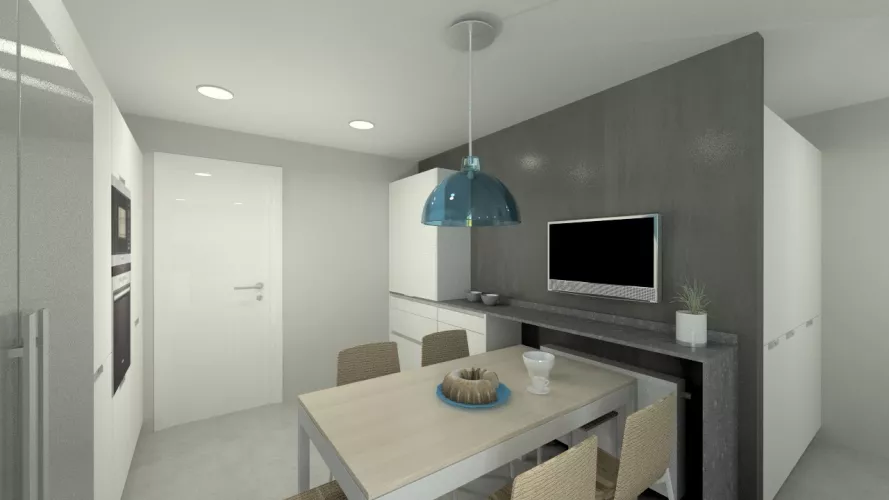 Cocina Santos Line Laminado Seda Blanco  - COMPAC DARK CONCRETE