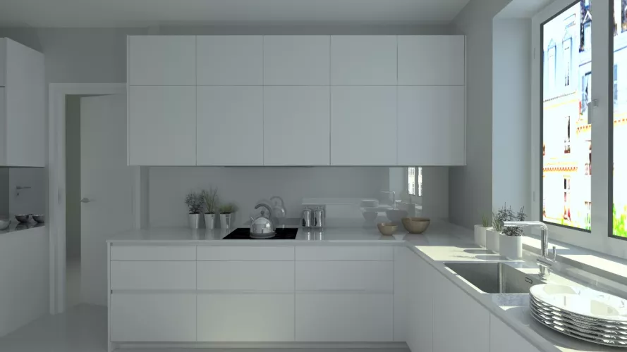 Aravaca | Cocina Santos | Modelo Line E Blanco  | Encimera Granito 