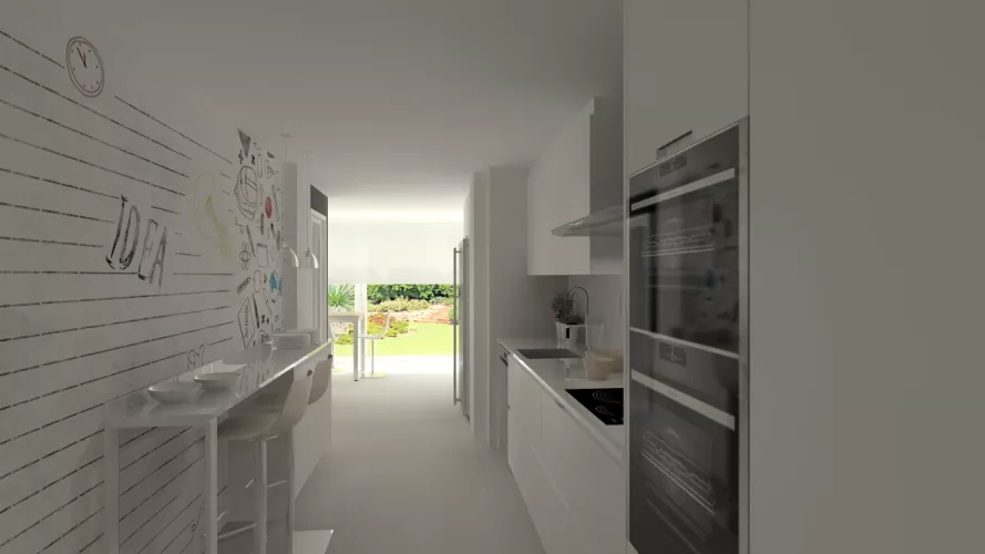 Aravaca | Cocina Santos | Modelo Line L Blanco Seda | Encimera Silestone Blanco