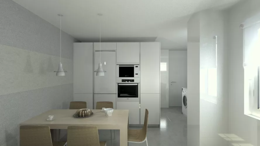 Aravaca | Cocina Santos | Modelo Line Laminado Seda Blanco y Estratificado Gris | Encimera Silestone Blanco