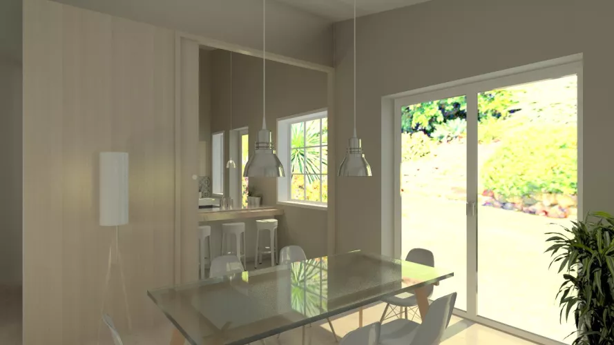 Aravaca | Cocina Santos | Modelo Line L Laminado Seda | Encimera Silestone Blanco