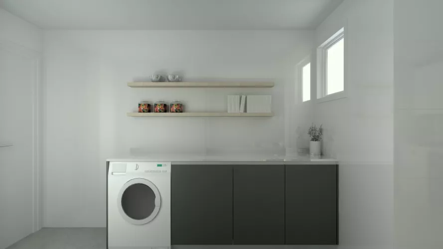 Aravaca | Cocina Santos | Modelo Line Laminado Seda Blanco y Estratificado Gris | Encimera Silestone Blanco