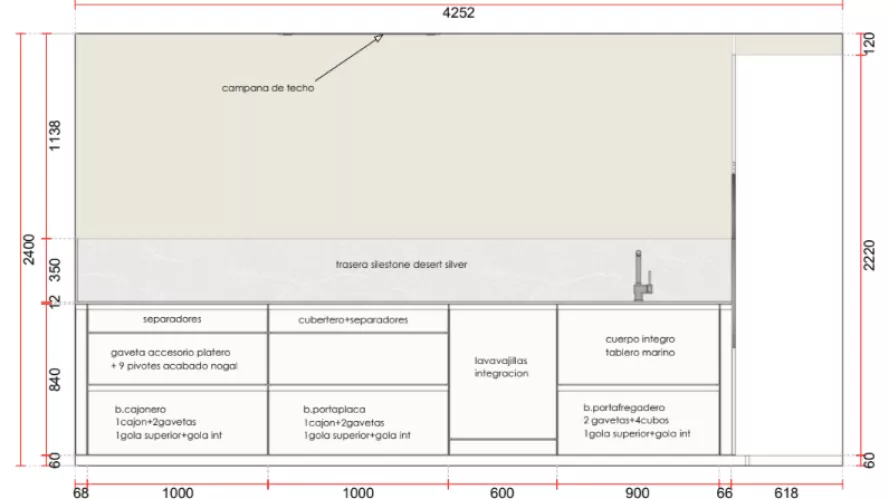 Plano cocina Santos blanca