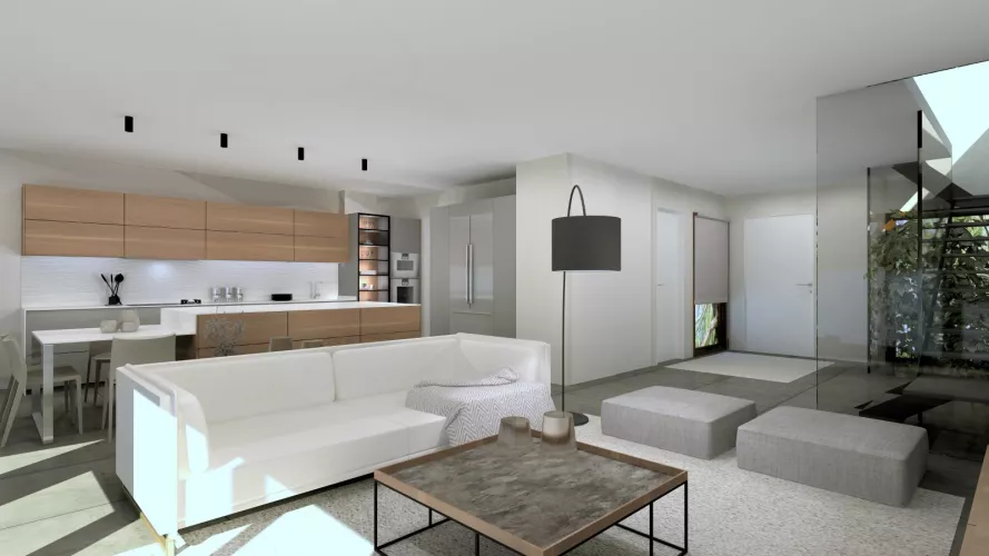 Cocina Santos Plataforma E en Blanco Innsbruck, abierta al salón con luz natural