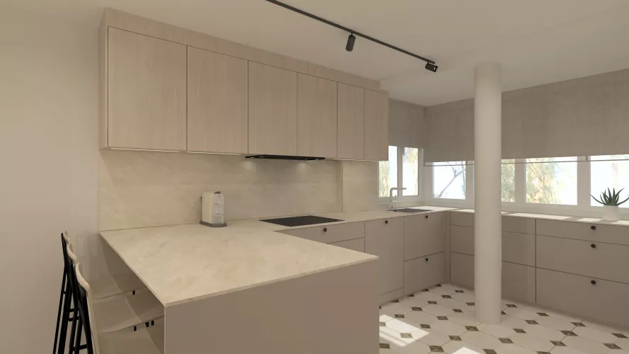 Una cocina actual donde diseño y calma van de la mano