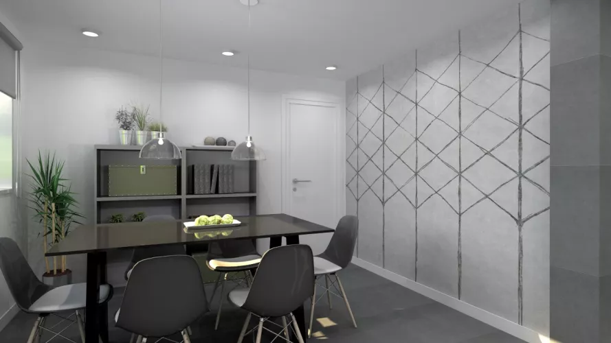 Aravaca | Cocina Santos | Modelo Line y  Minos Estratificado Blanco Seff | Encimera Silestone Marengo