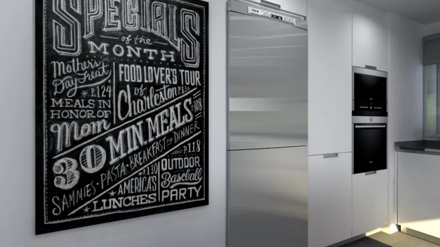 Aravaca | Cocina Santos | Modelo Line y  Minos Estratificado Blanco Seff | Encimera Silestone Marengo