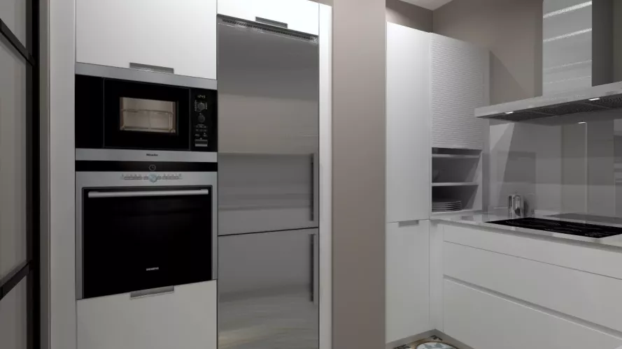 Aravaca | Cocina Santos | Modelo Line Estratificado Blanco y Fresno | Encimera Silestone Blanco