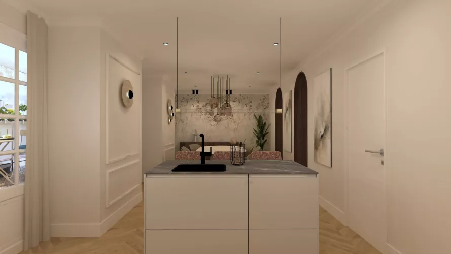 Cocina de lujo en tonos neutros