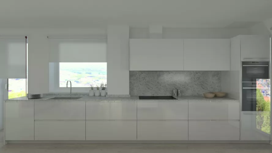 Aravaca | Cocina Santos | Modelo Intra Laca Brillo | Encimera Granito