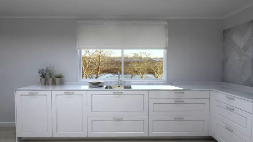 Cocina Santos | Cocina Época Laca Seda Gris Basalto | Encimera Granito Alaska