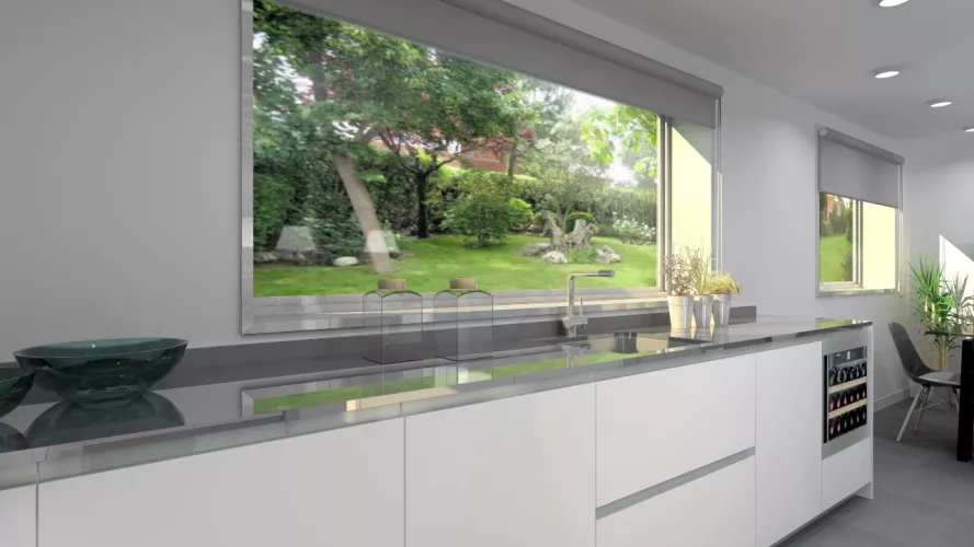 Aravaca | Cocina Santos | Modelo Line y  Minos Estratificado Blanco Seff | Encimera Silestone Marengo