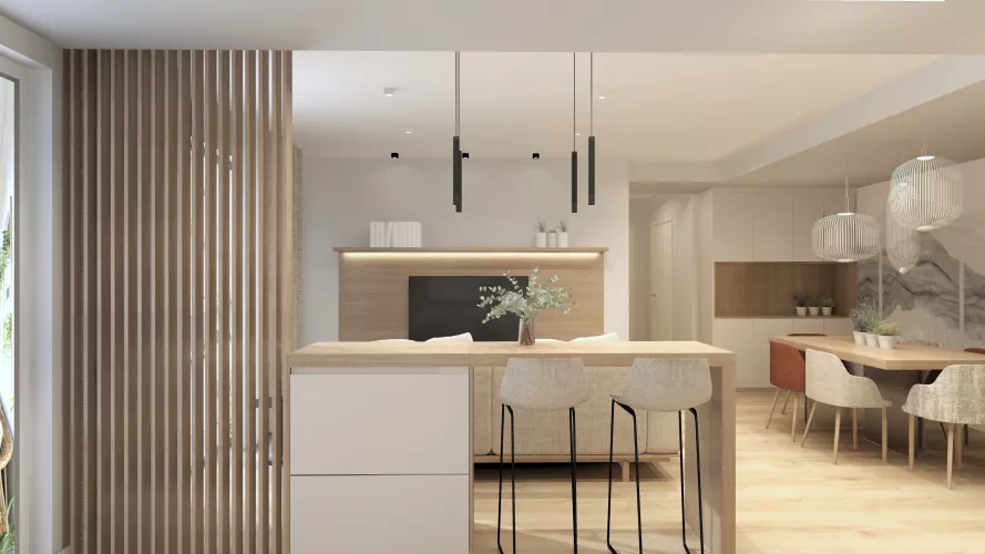 Cocina abierta con isla