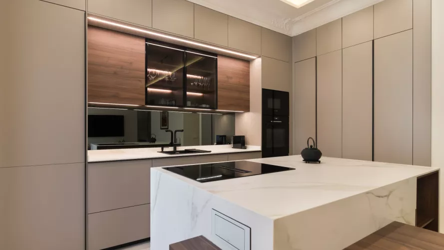 Cocina con materiales naturales en Madrid