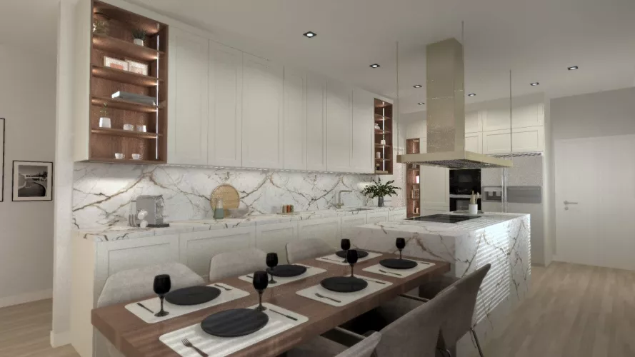 Cocina luminosa con isla central elegancia atemporal y diseño equilibrado