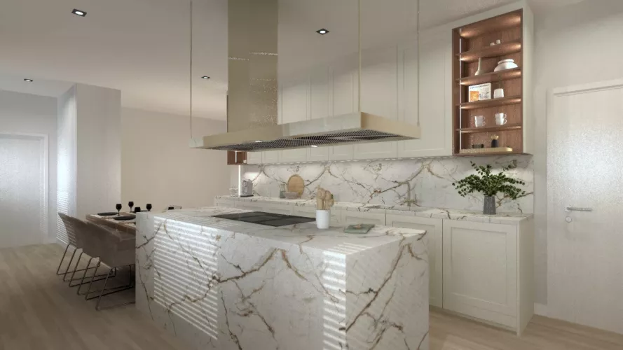 Cocina luminosa con isla central elegancia atemporal y diseño equilibrado