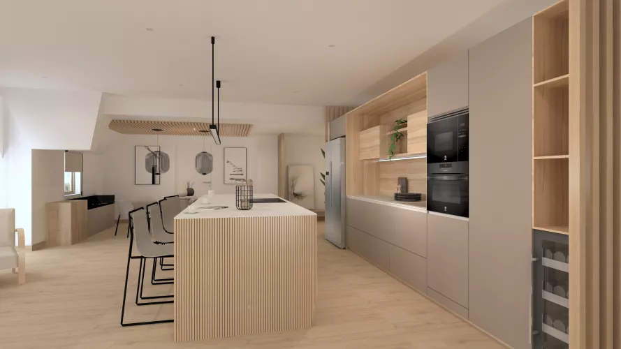 Cocina Fresno Olivo lateral