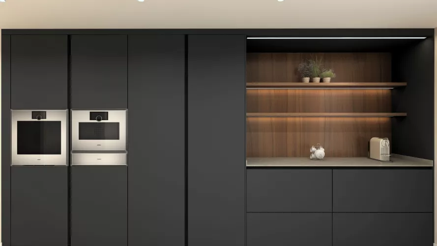 Cocina moderna en tonos oscuros en Madrid