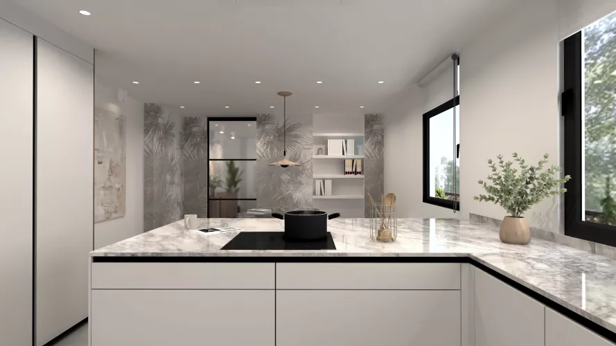 cocina moderna en tonos claros en Madrid