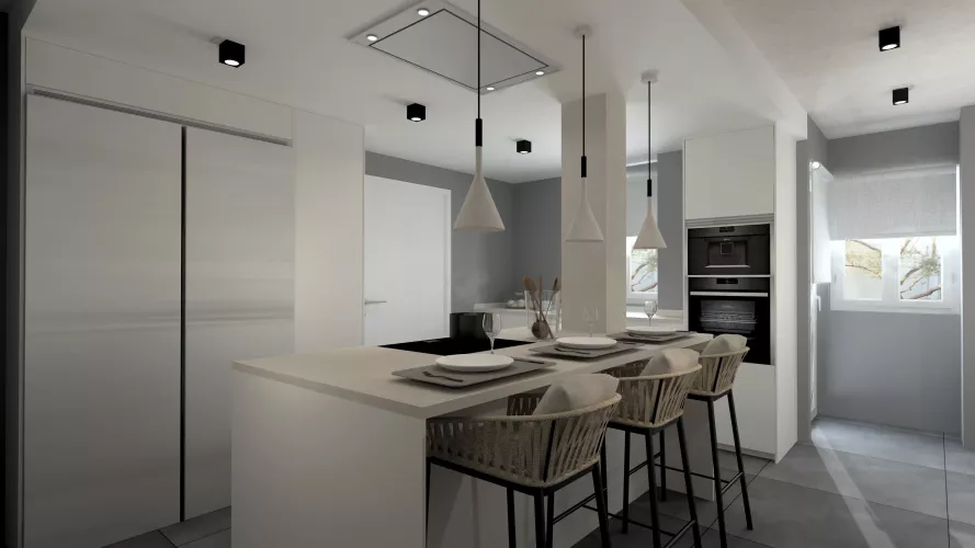 Cocina blanca Santos con isla