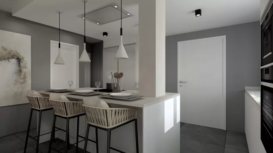 Cocina blanca Santos con isla