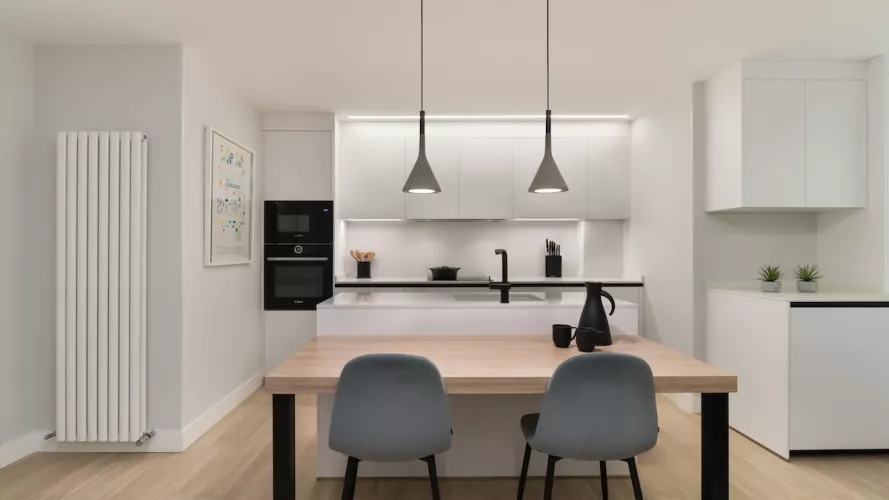 Cocina Santos blanca con isla