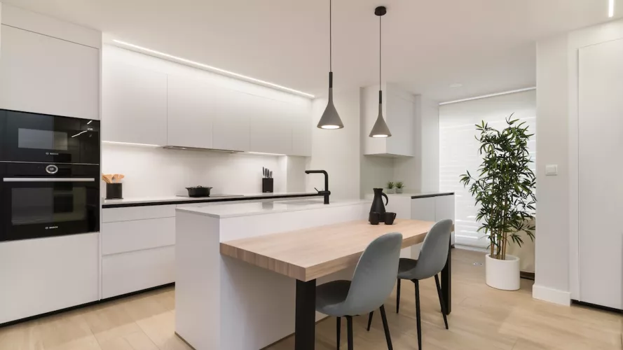 Cocina Santos blanca con isla