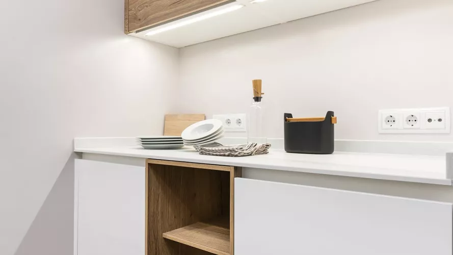 Cocina Santos en Blanco Estratificado y Laminado Madera
