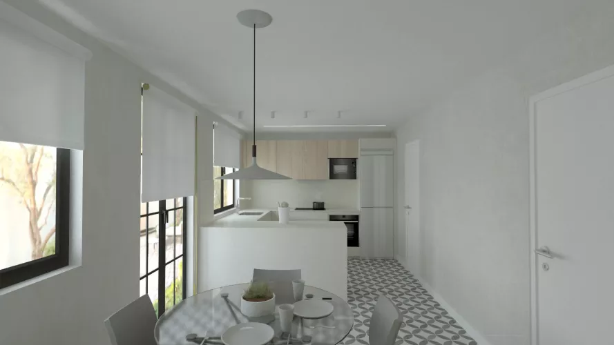 Cocina Santos Blanca en Forma de U
