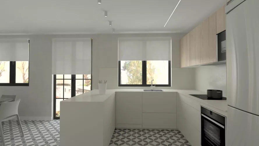 Cocina Santos Blanca en Forma de U