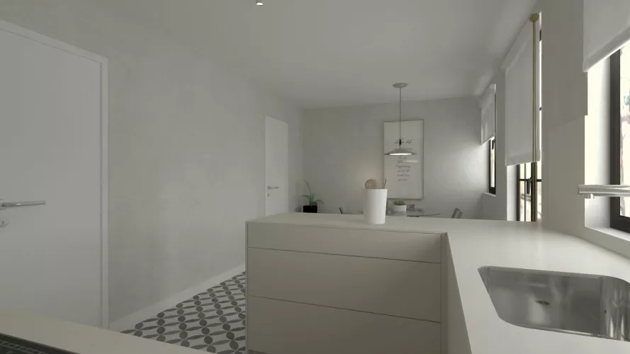 Cocina Santos Blanca en Forma de U