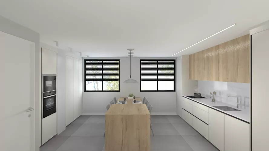 Cocina Blanca y Madera con Isla