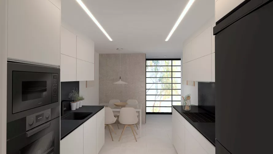 Cocina blanco con negro