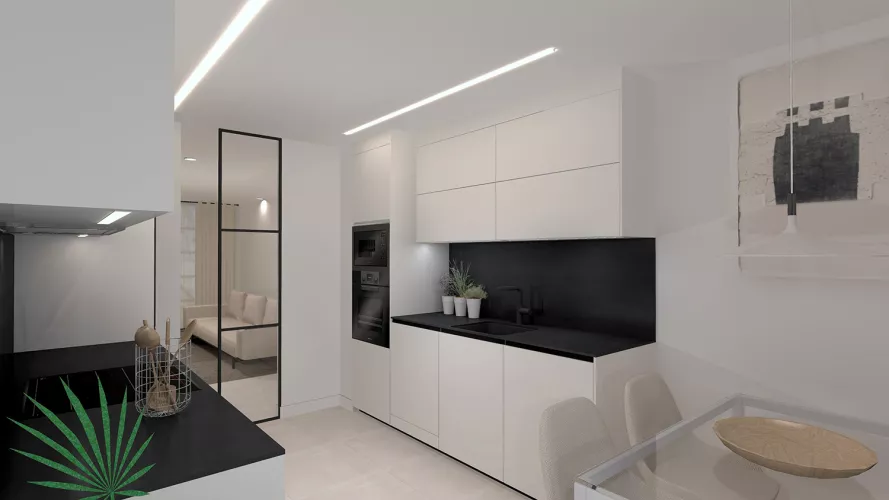 Cocina blanco con negro