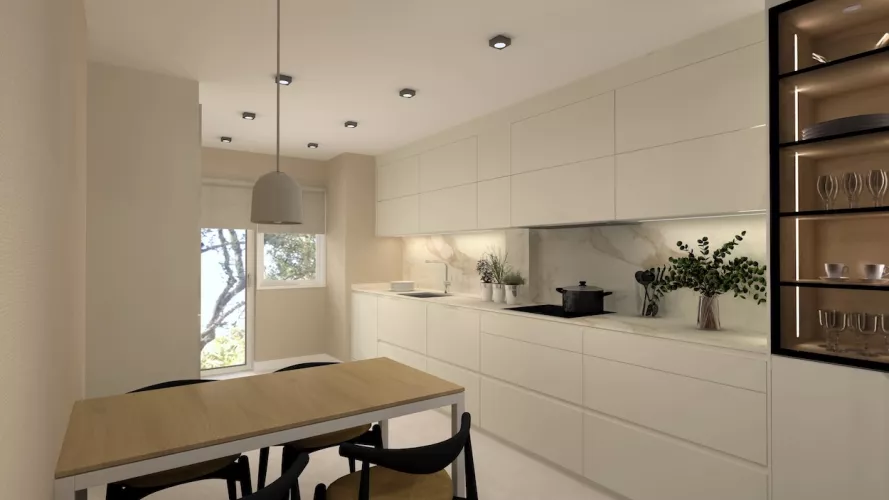 Cocina moderna en tonos claros