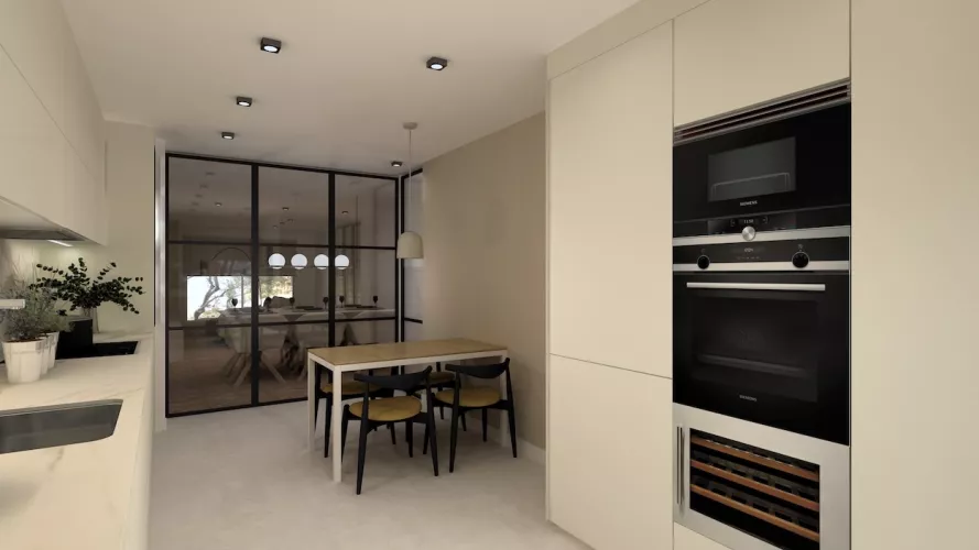 Cocina moderna en tonos claros