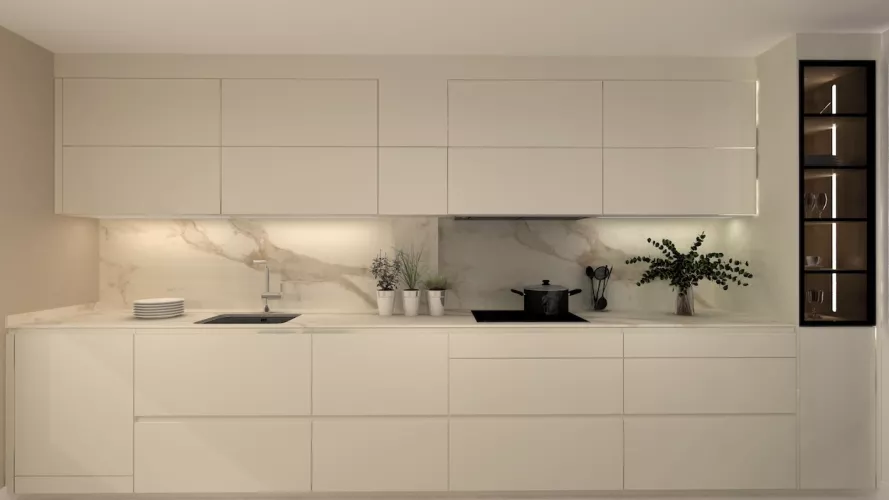 Cocina moderna en tonos claros