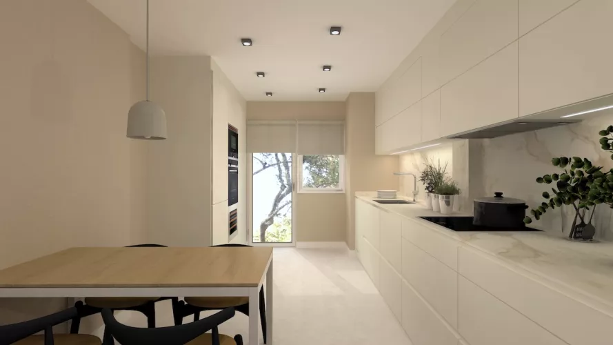 Cocina moderna en tonos claros