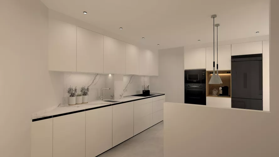 Cocina Santos Blanca semiabierta 