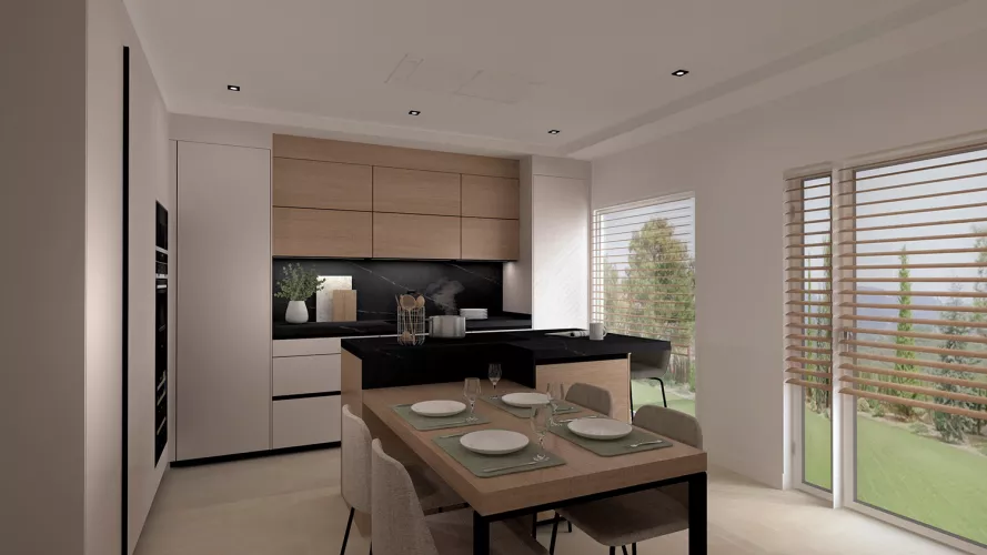 Cocina Santos con isla y mesado