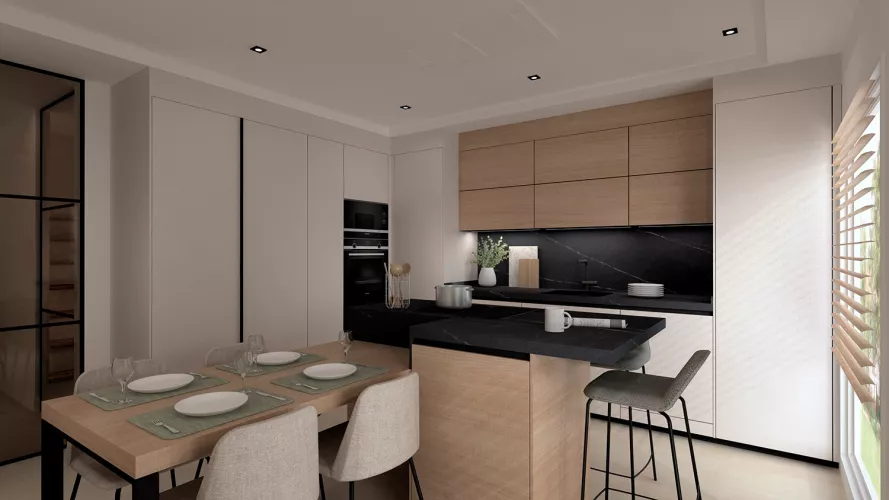 Cocina Santos con isla y mesado