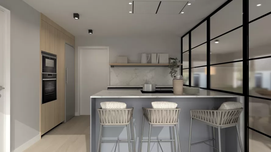 Cocina Santos gris con isla