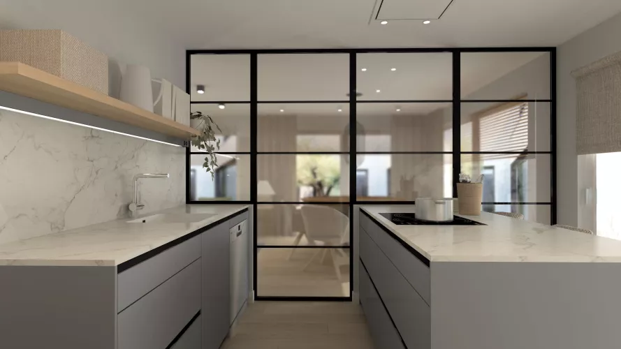 Cocina Santos gris con isla