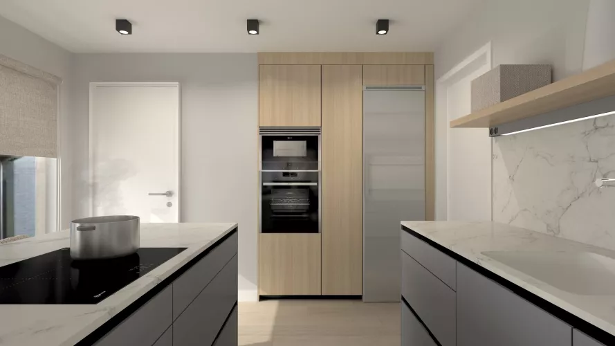 Cocina Santos gris con isla