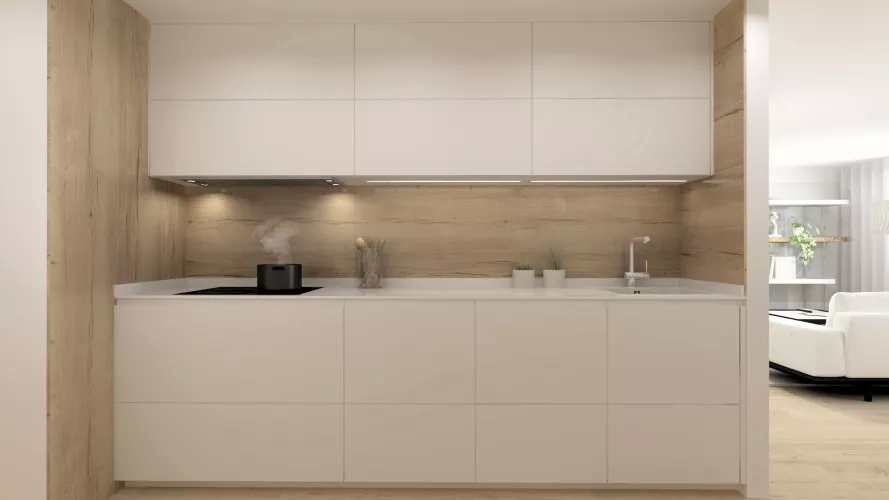 Cocina Santos blanca abierta al salón