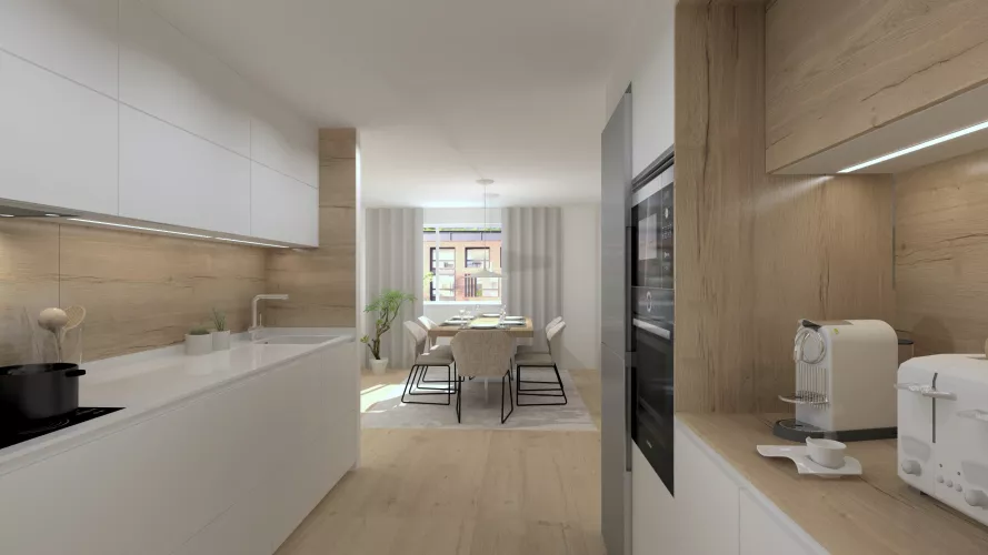 Cocina Santos blanca abierta al salón